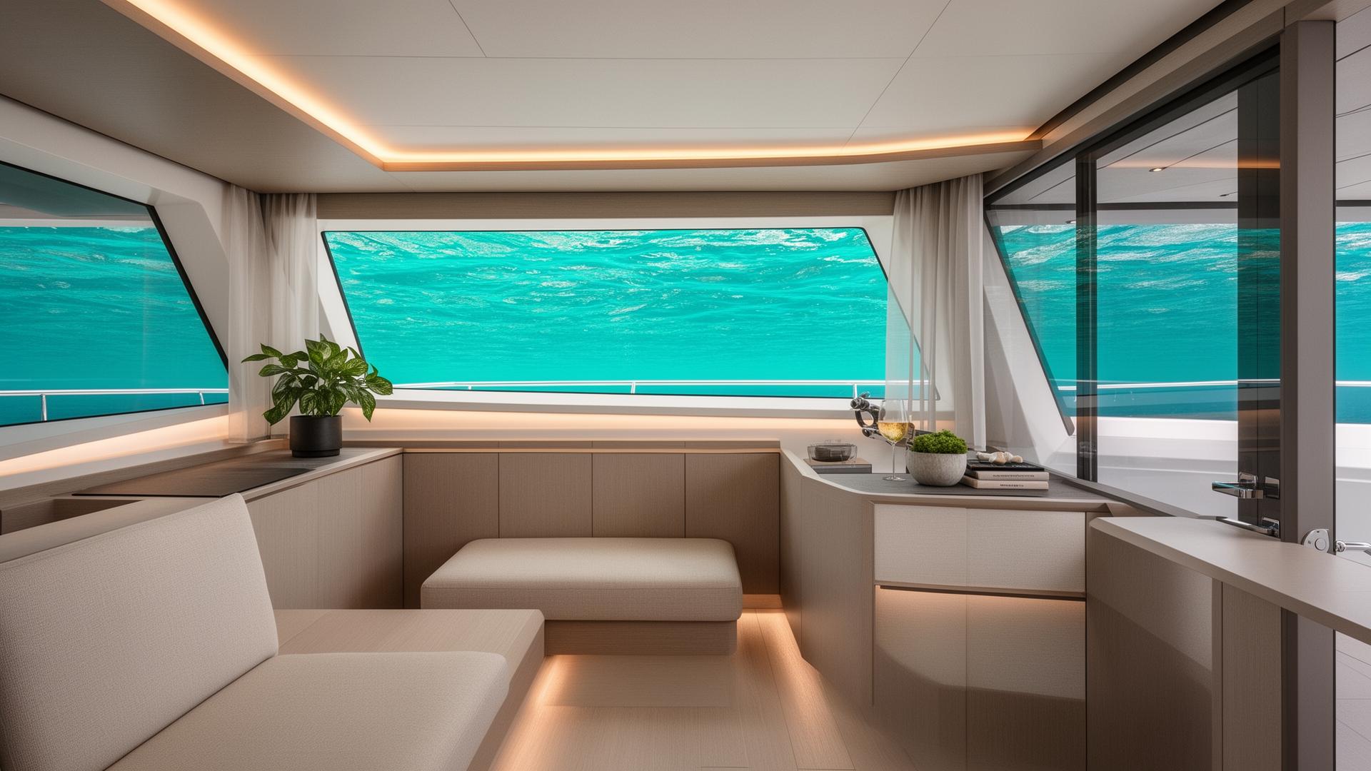 Guest cabin with hull window